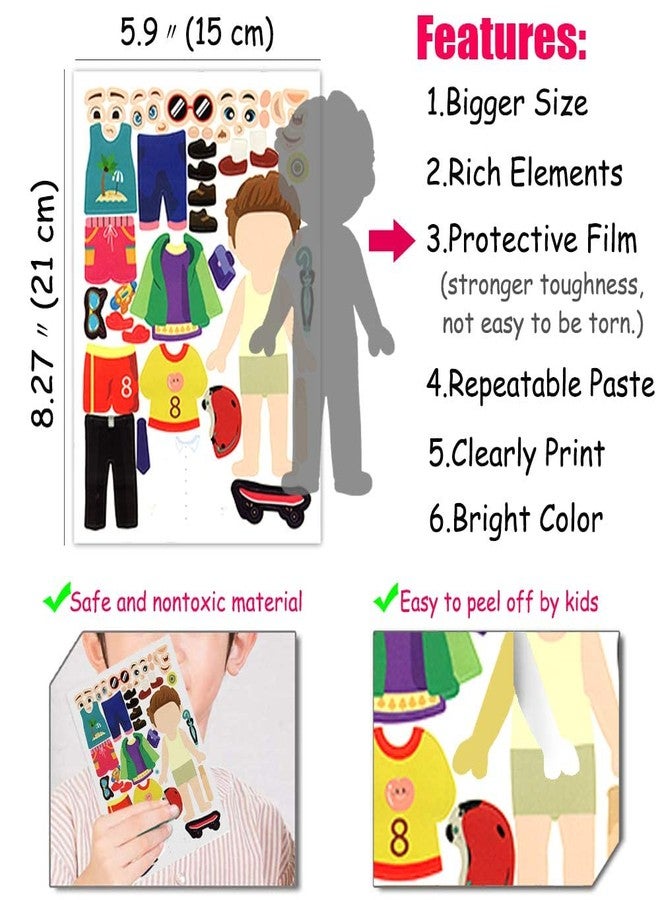 Jyu Daam Funny Make a Face and Dress Up Stickers for Girls Boys,40pcs Make Your Own Mix and Match Sticker Sheets Art Craft Kit Toys,Including 2000+Repositionable Little Stickers - Image 3